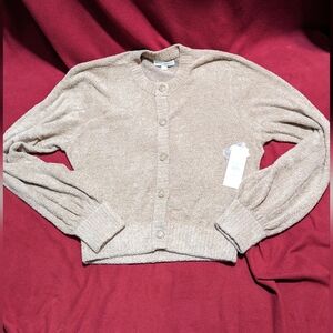 Spiritual Gangster Melody Sweater Cardigan Button Front Large Camel Brown Tan
